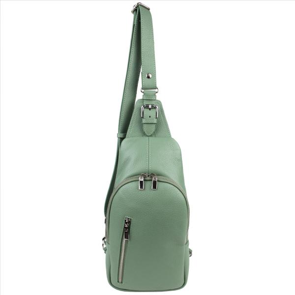 Exklusiver Damen Leder-Cityrucksack / Bodybag – Silber-Edition